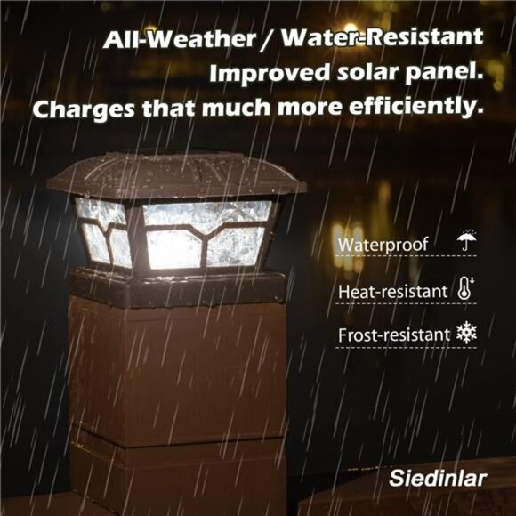Solar Post Cap Lights Outdoor Glass 2 Color Modes 8 LEDs 4x4 5x5 6x6 Posts Deck - Picture 5 of 7